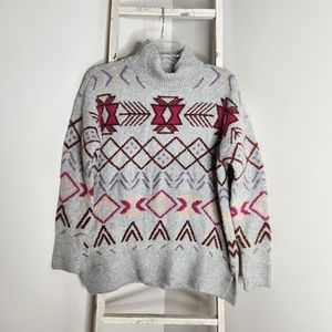 Lou & Gray sweater womens small fair isle turtleneck soft warm cozy winter